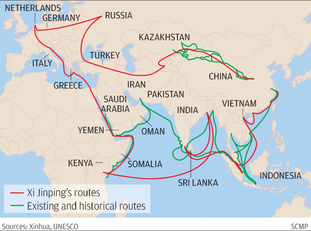 One Belt One Road (Source : South China Morning Post)