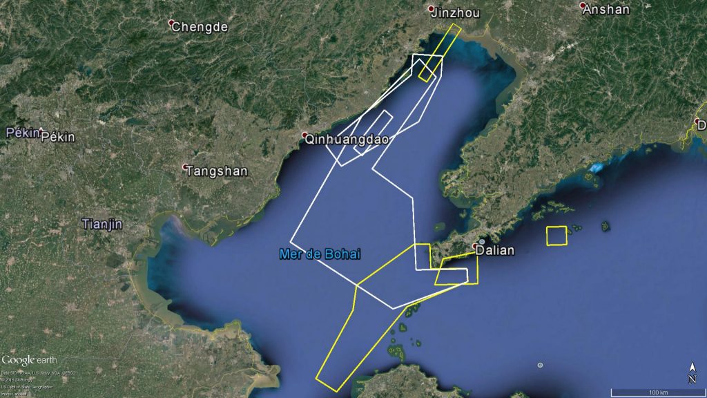 Zones d'exercice naval au golfe de Bohai : Septembre 2016